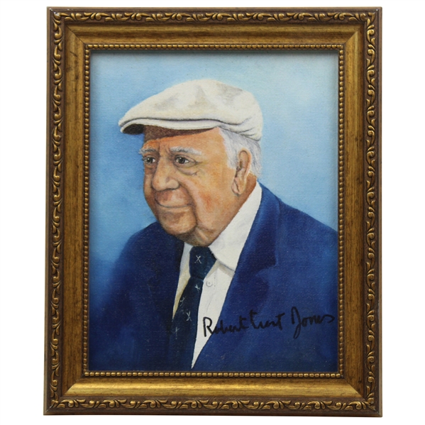 Robert Trent Jones Signed Original Oil on Board Portrait by Artist Bill Waugh JSA ALOA
