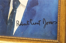 Robert Trent Jones Signed Original Oil on Board Portrait by Artist Bill Waugh JSA ALOA