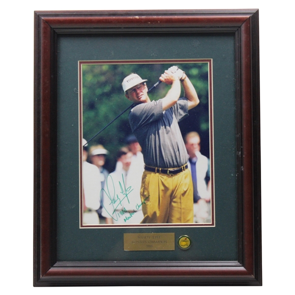 Sandy Lyle Signed Masters Shot Display with Notation - Framed JSA ALOA