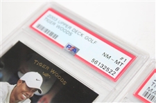 Tiger Woods 2003 Upper Deck #1 & #MC-35 Major Champions - Both PSA NM-Mt 8