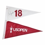 Wyndham Clark Signed 2023 US Open at LACC Double Pennant Flag JSA ALOA