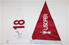 Wyndham Clark Signed 2023 US Open at LACC Double Pennant Flag JSA ALOA