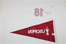Wyndham Clark Signed 2023 US Open at LACC Double Pennant Flag JSA ALOA