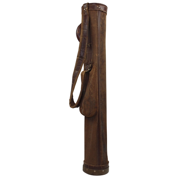 Vintage Brown Leather & Canvas Stove Pipe Golf Bag