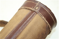 Vintage Brown Leather & Canvas Stove Pipe Golf Bag
