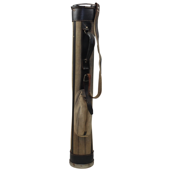 Vintage Black Leather & Canvas Stove Pipe Golf Bag