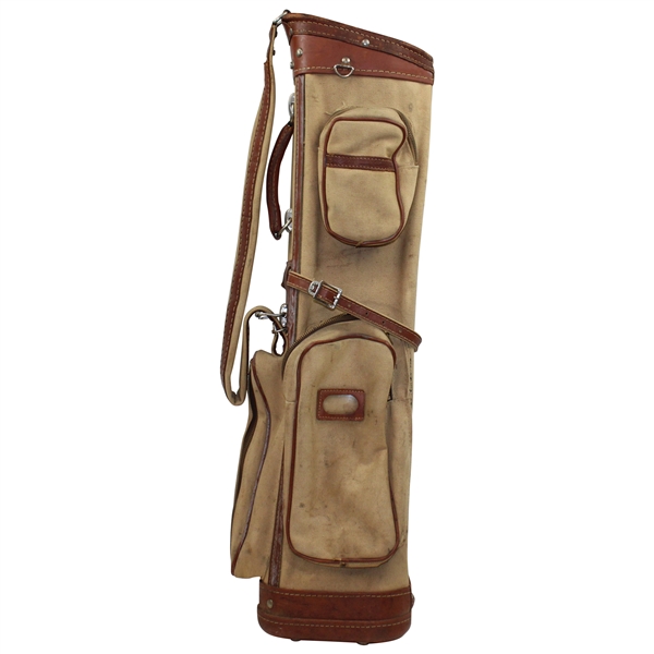 Vintage Brown Leather & Canvas Golf Bag