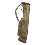 Vintage Brown Leather & Yellow, Green & Tan Canvas Golf Bag