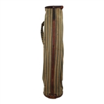 Vintage Brown Leather & Yellow, Green & Tan Canvas Golf Bag