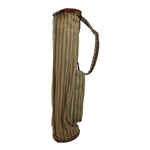Vintage Brown Leather & Yellow, Green & Tan Canvas Golf Bag