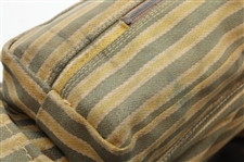 Vintage Brown Leather & Yellow, Green & Tan Canvas Golf Bag