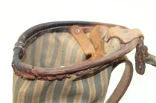 Vintage Brown Leather & Yellow, Green & Tan Canvas Golf Bag