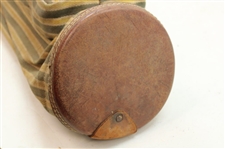 Vintage Brown Leather & Yellow, Green & Tan Canvas Golf Bag