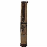 Vintage Pat. 1917 Brown Leather & Canvas Stove Pipe L.H.N. Burkhe Golf Bag