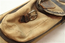 Vintage Pat. 1917 Brown Leather & Canvas Stove Pipe 'L.H.N.' Burkhe Golf Bag