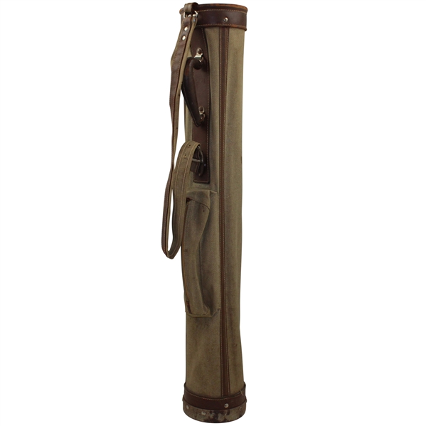 Vintage Brown Leather & Canvas Stove Pipe 551 Golf Bag