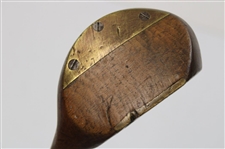 c.1910's C.J. Klees Fancy Face Wood Shaft Brassie w/ Waverly Horton Shaft Stamp
