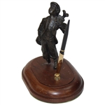 c.1980’s Cast Caddy Boy Pen Stand w/ Pen on Wood Base From 'Golf Shop Collection'
