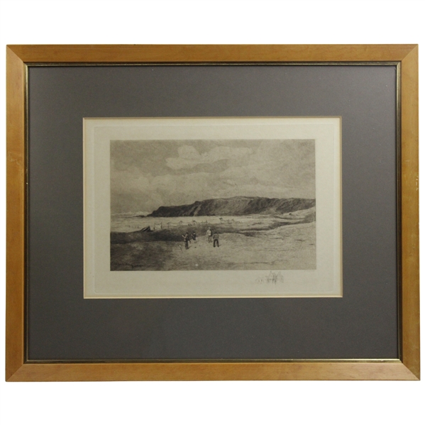 A Round Of The Links, Views Of The Golf Greens Of Scotland Etching by George Aikman Signed By Artist - Framed