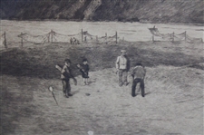 A Round Of The Links, Views Of The Golf Greens Of Scotland Etching by George Aikman Signed By Artist - Framed