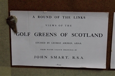 A Round Of The Links, Views Of The Golf Greens Of Scotland Etching by George Aikman Signed By Artist - Framed