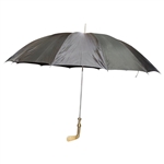 1950- 1960 Royal Golf Club Black Umbrella, Walking Stick Silver Plated Putter 