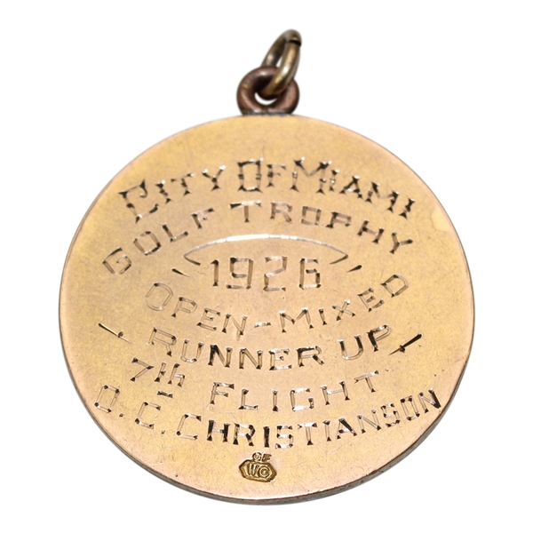 1926 City Of Miami Gold Filled Golf Medal