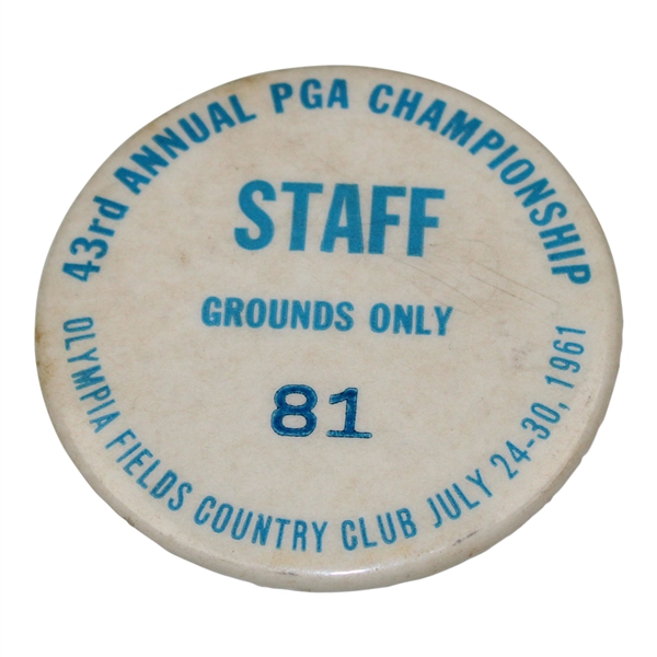 1961 PGA Championship At Olympia Fields Staff Badge