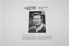 1975 Ryder Cup Draw Sheet & European Team Insert - Laurel Valley Golf Club 
