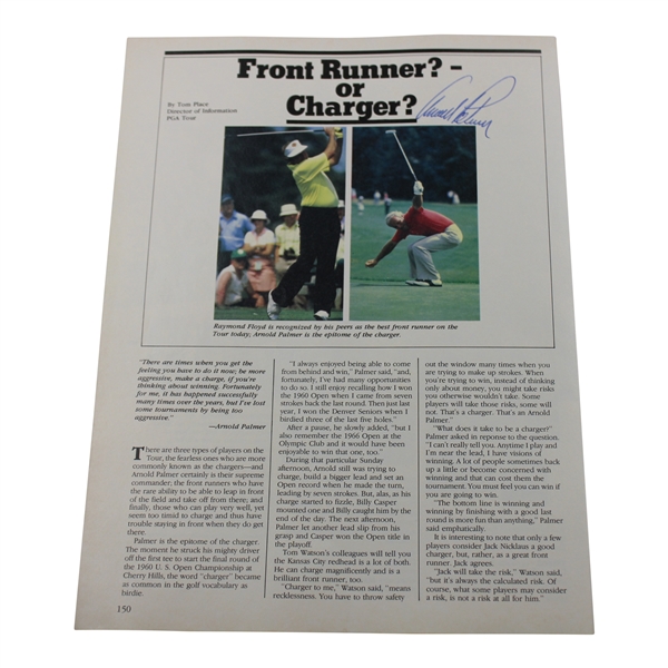 Arnold Palmer Signed 1983 U.S. Open Oakmont Program Page JSA ALOA
