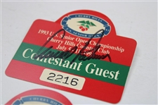 Champion Jack Nicklaus & Arnold Palmer Signed 1993 US Senior Open Guest Badges JSA ALOA