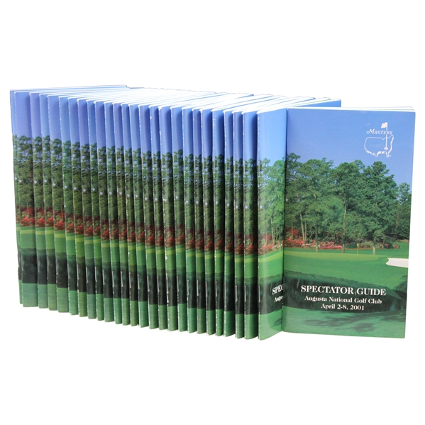 Twenty-Seven (27) 2001 Masters Tournament Spectator Guides - Tiger Woods Winner