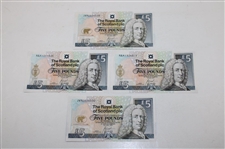 Four (4) Old Tom Morris & Jack Nicklaus RBS 5lb Notes with Envelopes