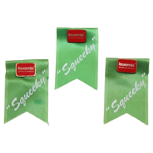 Three (3) "Squeeky" Leukemia Society of America Ribbons w/Pins for Support & Awareness
