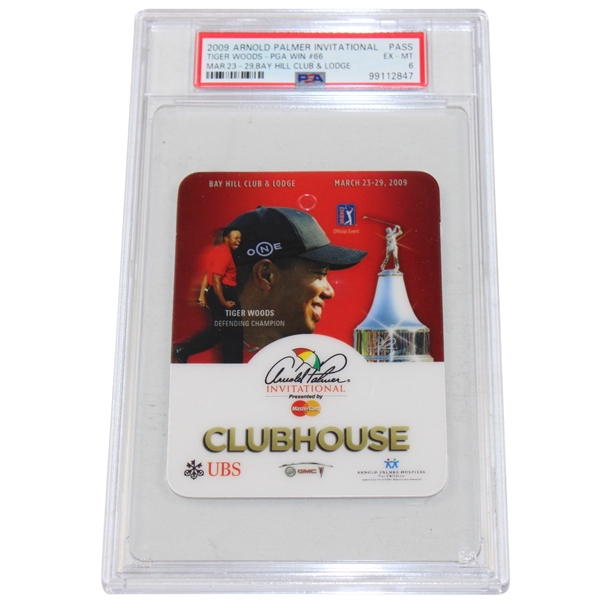 2009 Arnold Palmer Invitational at Bay Hill Clubhouse Badge Tiger PGA Win #66 PSA Excellent - MINT 6