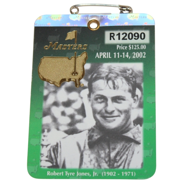 2002 Masters Tournament SERIES Badge #R12090 - Tiger Woods Winner