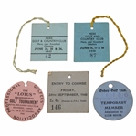 Five (5) Paper Tickets To 1940s U. K. Clubs & Events Including (3) w/Competitor Designation