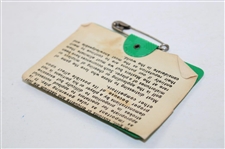 1968 Masters Tournament Series Badge #21472 - Bob Goalby Winner