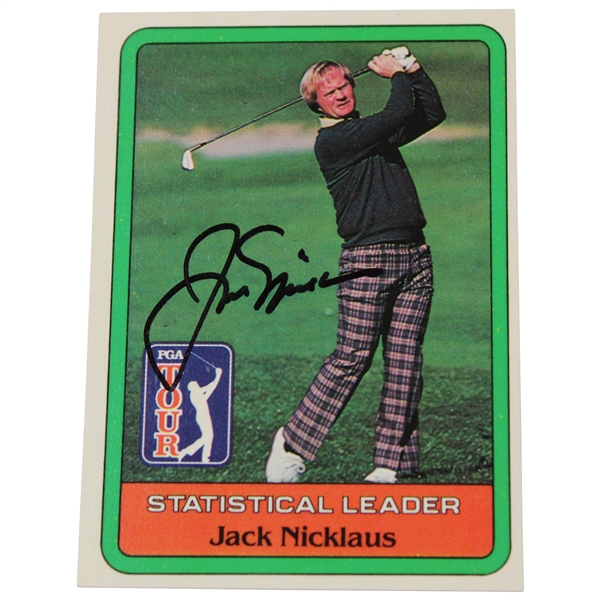 Jack Nicklaus Signed 1981 Donruss Golf Statistical Leader Card JSA ALOA