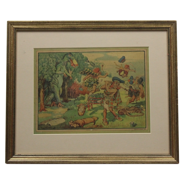 1925 Perils Of Early Golf Silence at The Tee Print Signed by Artist Duff