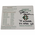 Johnny Miller Signed Oakmont Scorecard w/73 Winner - U.S. Open - 63 JSA ALOA