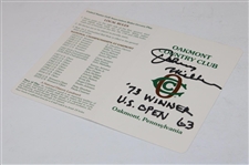 Johnny Miller Signed Oakmont Scorecard w/'73 Winner - U.S. Open - 63' JSA ALOA