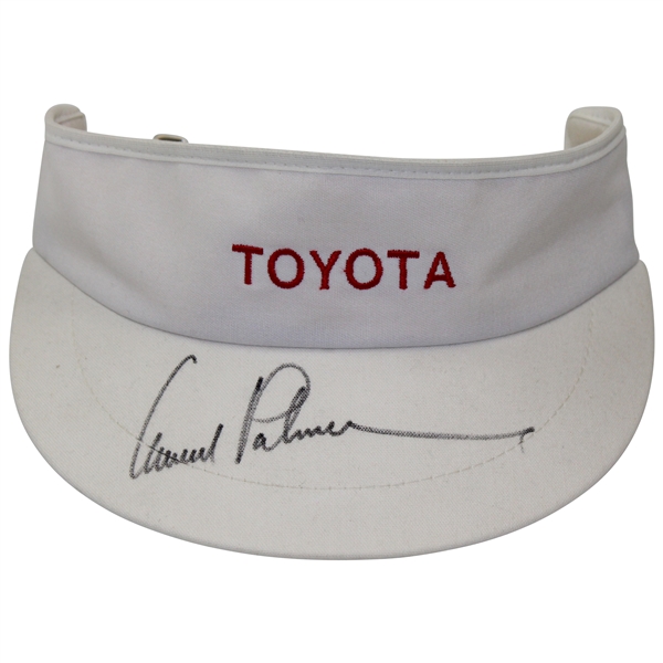 Arnold Palmer Signed White Toyota Golf Visor JSA ALOA