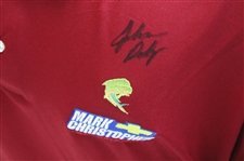 John Daly Signed Dark Red Cool Fish Collared Shirt with Sponsors JSA ALOA