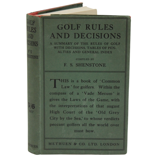 1924 Second Edition Golf Rules And Decisions  By F. S. Shenstone