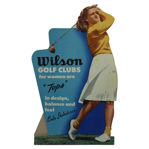 c.1940s Babe Zaharias Wilson Golf Clubs For Women Standup Cardboard Point of Sale Display