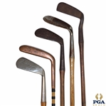 Lot of Five (5) Hickory & Steel Shaft Irons