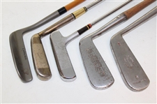 Lot of Five Hickory & Steel Shaft Putters