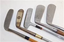 Lot of Five Hickory & Steel Shaft Putters