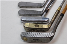 Lot of Five Hickory & Steel Shaft Putters
